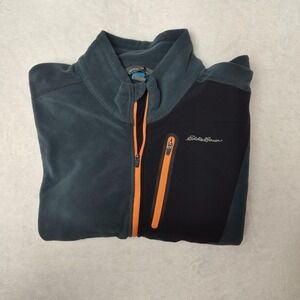 Eddie Bauer Sweatshirt Mens XL Blue 1/4 Zip Pullover Light Fleece First Ascent